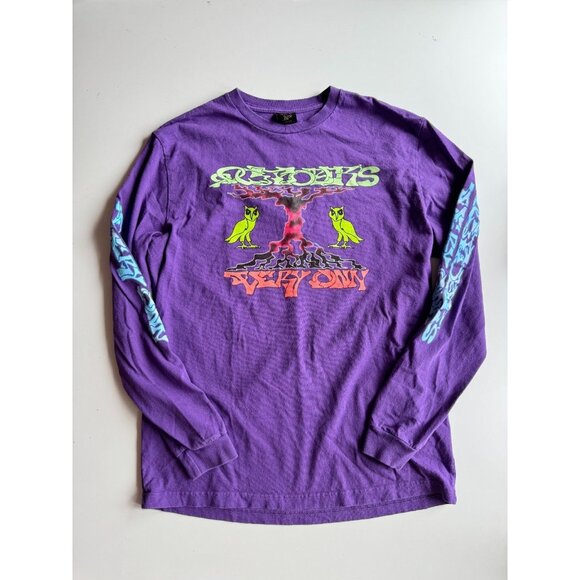 OVO OCTOBER'S VERRY OWN Purple Cotton Illusion Long Sleeve T-Shirt, Size M - Picture 3 of 14